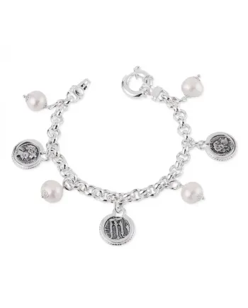 Bracciale Gerardo Sacco in Argento con Perle e Monete