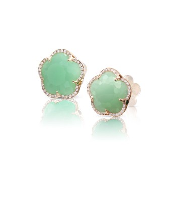 Boucles d'oreilles Bon Ton de Pasquale Bruni en or rose, diamants et chrysoprase