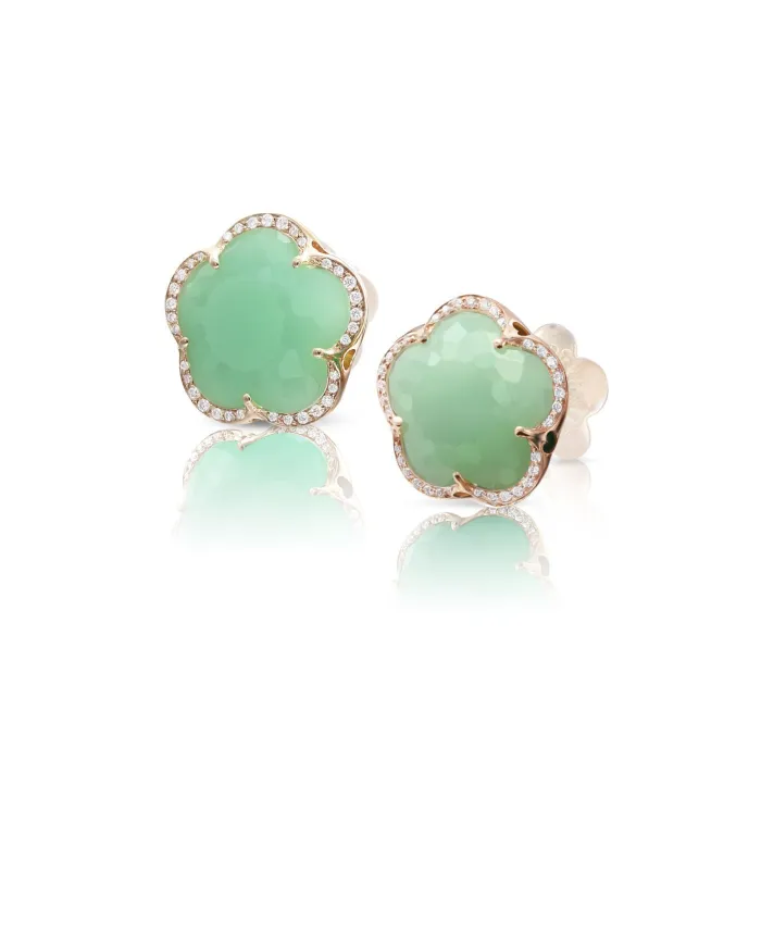 Boucles d'oreilles Bon Ton de Pasquale Bruni en or rose, diamants et chrysoprase