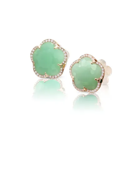 Pasquale Bruni Bon Ton earrings in rose gold, diamonds and chrysoprase