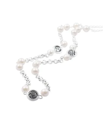 Bracelet en argent de Gerardo Sacco avec perles et pièces de monnaie