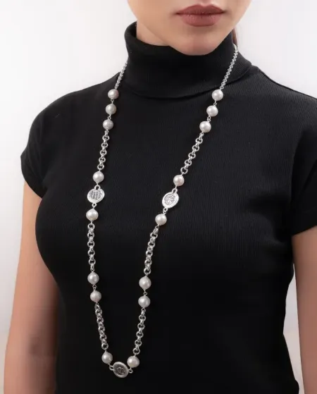 Collier en argent Gerardo Sacco avec perles et pièces de monnaie