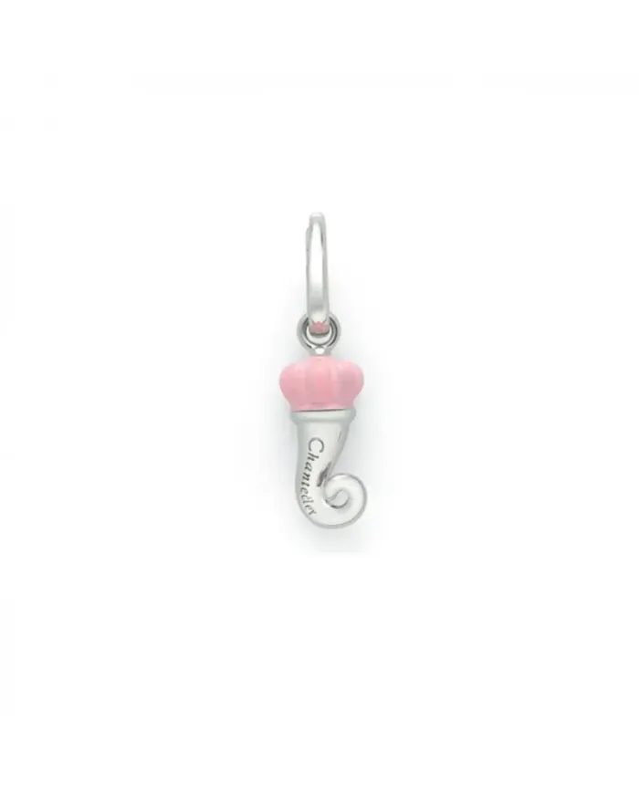 Chantecler Single Earring Horn in Silver and Pink Enamel