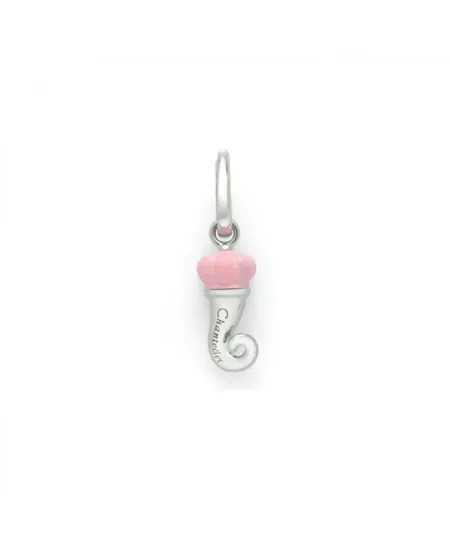 Mono Orecchino Chantecler cornetto in argento e smalto rosa