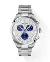 Tissot PR 100 Chronograph Watch with White Dial and Steel Bracelet