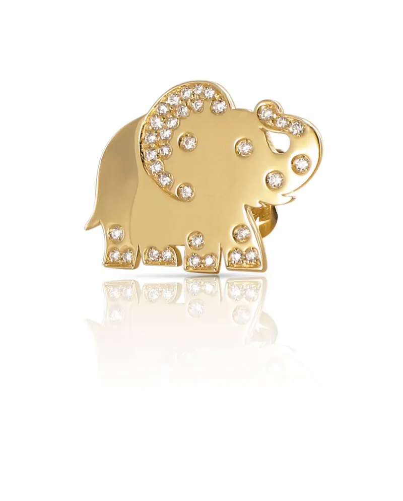 Boucle d'oreille unique Pasquale Bruni Le Monde Elephant en or jaune et diamants