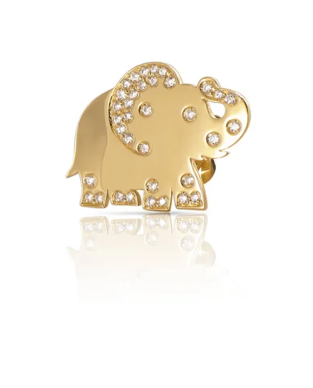 Boucle d'oreille unique Pasquale Bruni Le Monde Elephant en or jaune et diamants