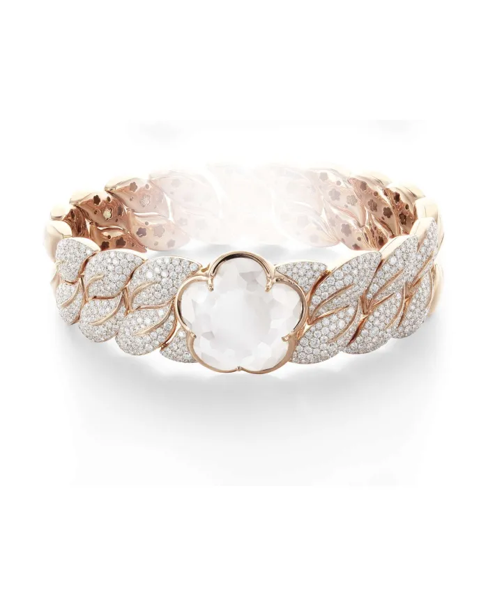 Bracciale Pasquale Bruni Pasquale Bon Ton in oro rosa, diamanti e quarzo bianco