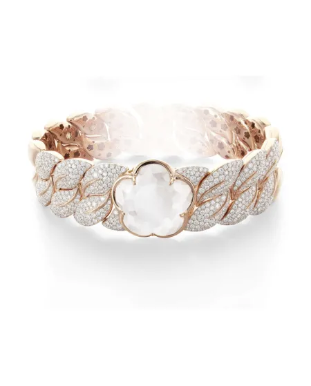 Pasquale Bruni Pasquale Bon Ton bracelet in rose gold, diamonds and white quartz