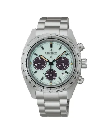 Chronographe solaire Seiko Prospex Speedtimer, cadran vert, bracelet en acier