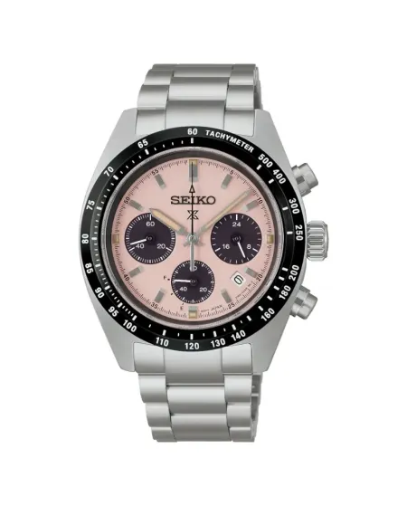 Cronografo Seiko Prospex Speedtimer Solar Quadrante Rosa Cinturino Acciaio