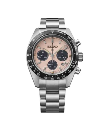 Cronografo Seiko Prospex Speedtimer Solar Quadrante Rosa Cinturino Acciaio