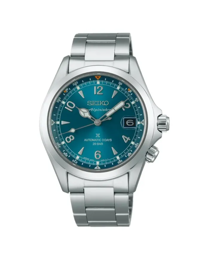 Montre Seiko Prospex Land Alpinist, cadran bleu, bracelet en acier