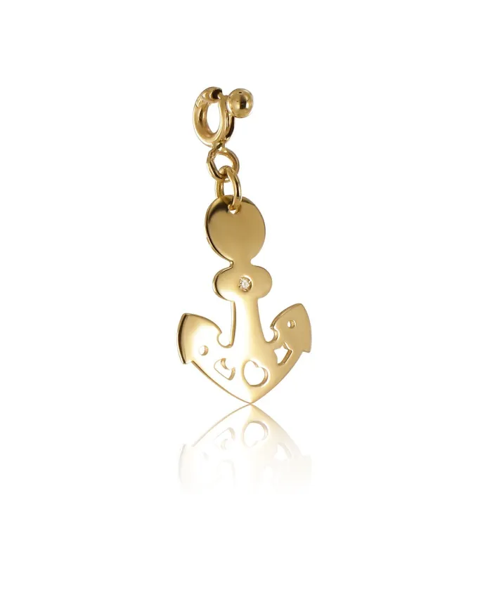 Pendentif ancre Le Monde de Pasquale Bruni en or jaune et diamants