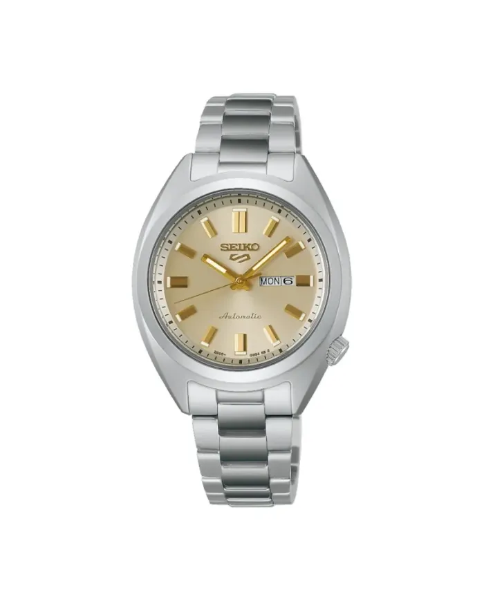 Montre sport Seiko 5, cadran doré, bracelet en acier
