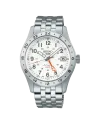 Montre Seiko 5 GMT, cadran blanc, bracelet en acier