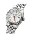 Montre Seiko 5 GMT, cadran blanc, bracelet en acier