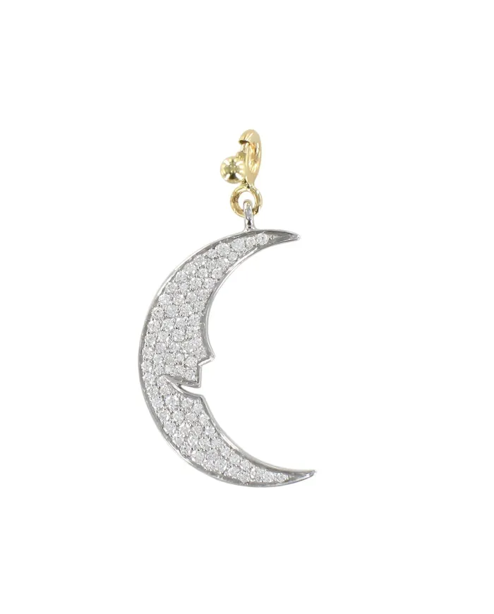 Pendentif Pasquale Bruni Le Monde Luna en or blanc et pavé de diamants