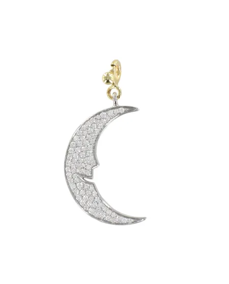 Ciondolo Pasquale Bruni Le Monde Luna in oro bianco e pavè di diamanti