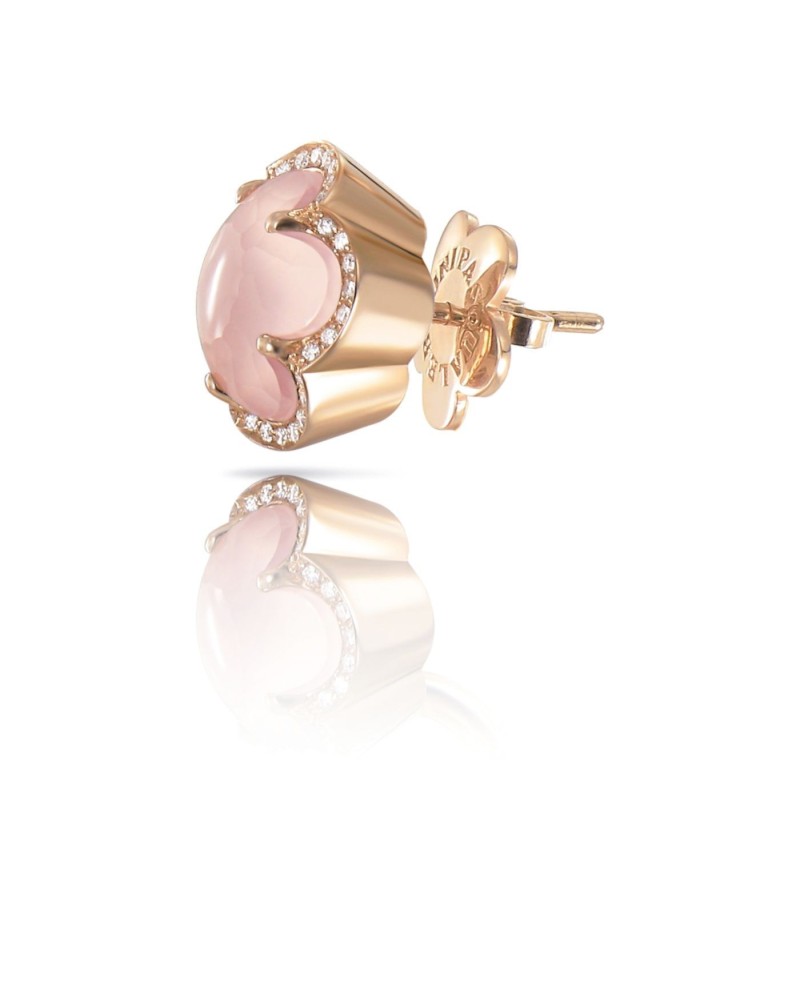 Mono Orecchino Pasquale Bruni Bon Ton in oro rosa, quarzo rosa e diamanti