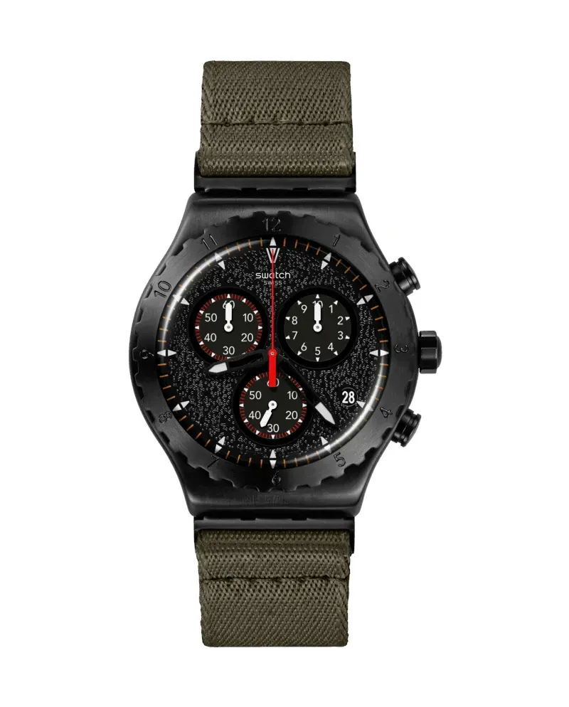Chronografo Swatch près du feu de camp