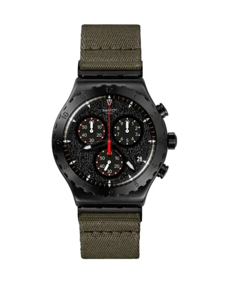 Chronografo Swatch près du feu de camp