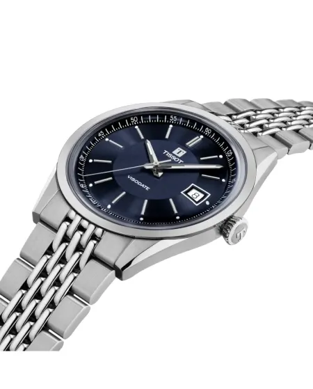 Montre Tissot Visodate 39 mm bleue avec bracelet en acier