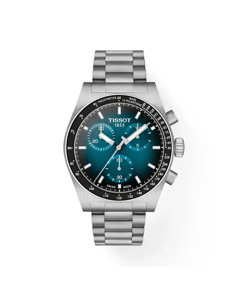 Chronographe Tissot PR516 avec cadran dégradé et bracelet en acier