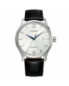Montre Citizen à cadran blanc et bracelet en cuir