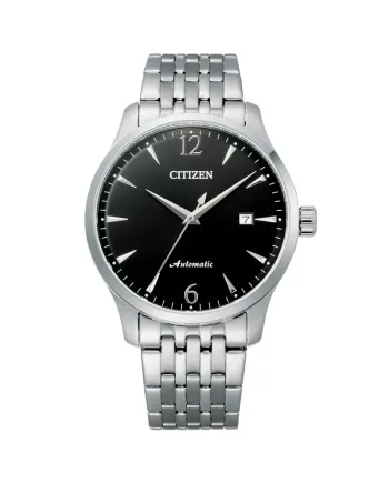 Montre Citizen, cadran noir, bracelet en acier
