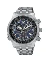 Montre Citizen Pilot Eco-Drive Chronographe Radiopilotée Cadran Bleu Super Titanium
