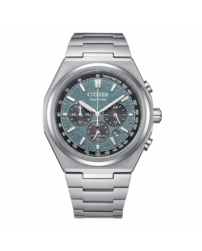 Chronographe Citizen Zenshin Super Titanium Eco-Drive à cadran vert
