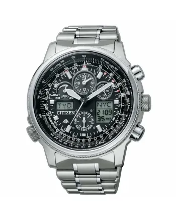 Citizen Pilot Radio Controlled Eco Drive Chronograph Black Dial Super Titanium