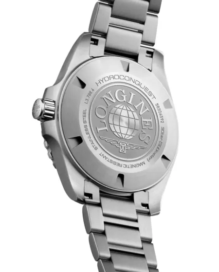 Longines HydroConquest Watch with Black Dial and 42mm Steel Bracelet