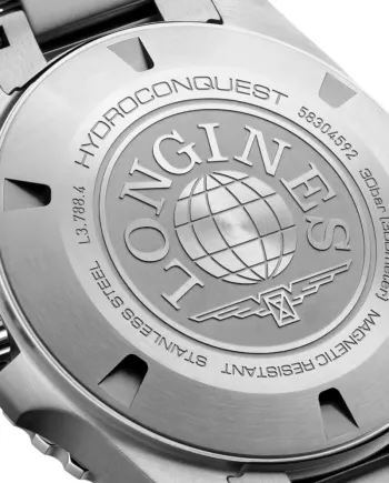 Montre Longines HydroConquest avec cadran noir et bracelet en acier de 42 mm