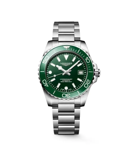Montre Longines HydroConquest avec cadran vert et bracelet en acier de 39 mm