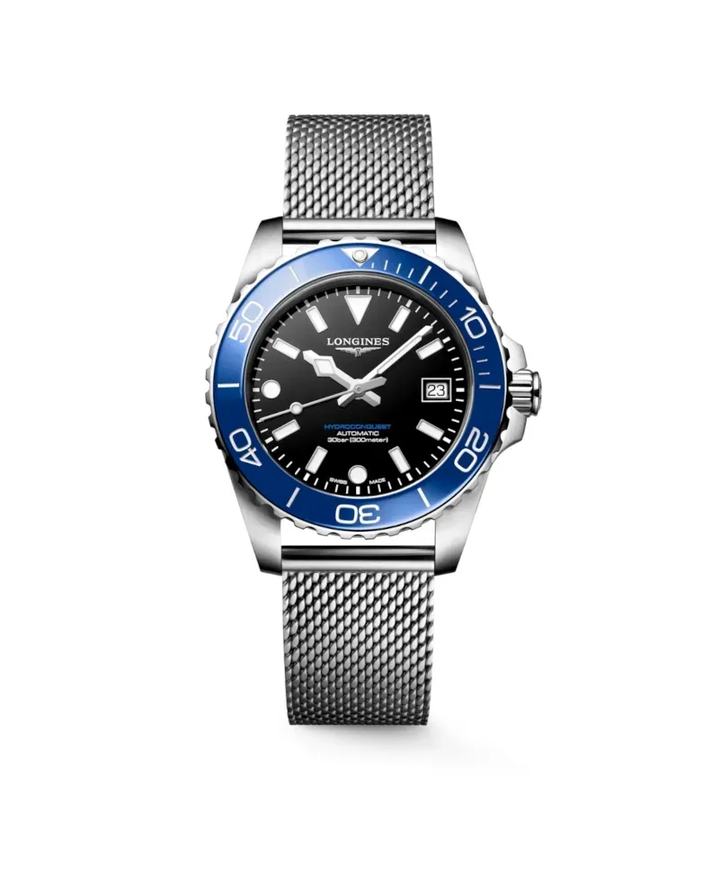 Orologio Longines HydroConquest con Quadrante Nero/Blu e Bracciale in Acciaio 39 mm