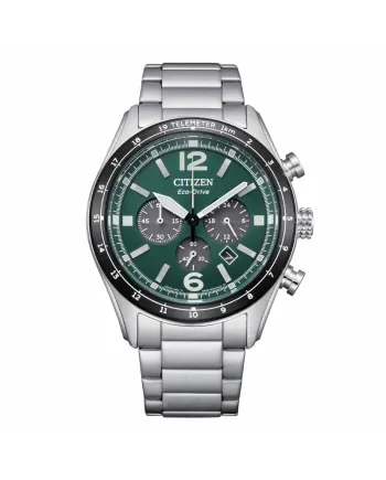 Cronografo Citizen Aviator OF Eco Drive in Acciaio Quadrante Verde