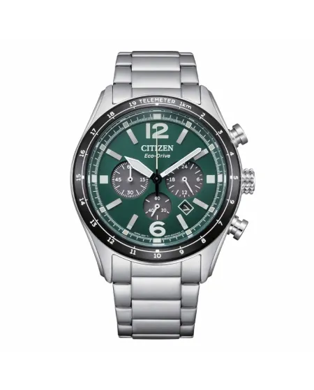 Cronografo Citizen Aviator OF Eco Drive in Acciaio Quadrante Verde