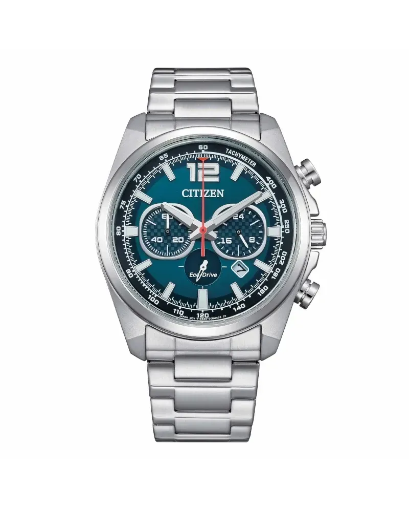 Chronographe Citizen Racing OF Eco-Drive, cadran bleu, bracelet en acier