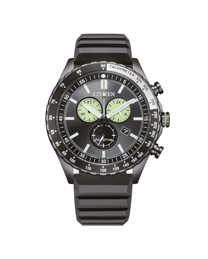Cronografo Citizen Marine OF Eco Drive Quadrante Nero e Cinturino in Silicone