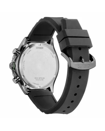 Chronographe Citizen Marine OF Eco-Drive, cadran noir et bracelet en silicone