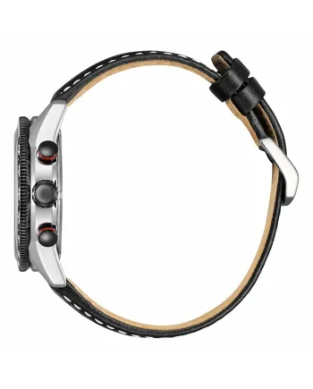 Chronographe Citizen Racing OF Eco-Drive, cadran noir, bracelet en cuir