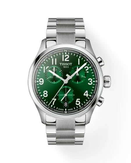 Orologio Tissot Chrono L Classic con Quadrante Verde e Cinturino in Acciaio