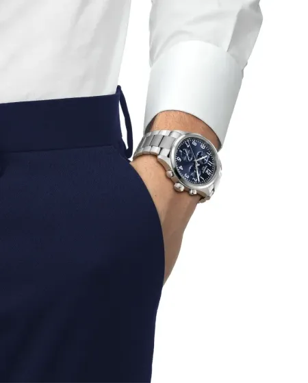 Tissot Chrono L Classic Watch with Blue Dial and Steel Strap