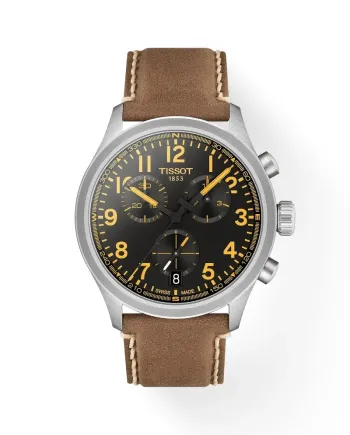 Tissot Chrono L Classic Watch with Black Dial and Leather Strap