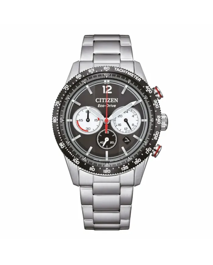 Cronografo Citizen Racing OF Eco Drive Quadrante Nero Cinturino in Acciaio