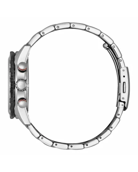 Chronographe Citizen Racing OF Eco-Drive, cadran noir, bracelet en acier