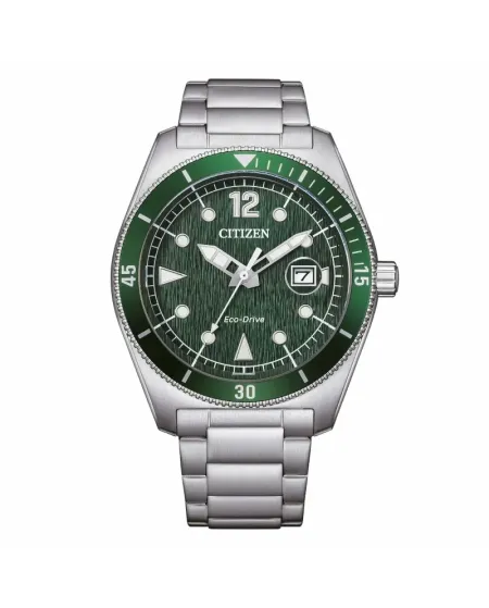 Montre Citizen Marine OF Eco-Drive avec cadran vert et bracelet en acier