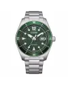 Citizen Marine OF Eco Drive Watch with Green Dial and Steel Strap